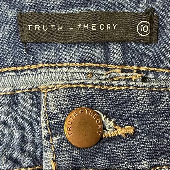 Truth + Theory jeans denim front seam ankle stretch distressed size 10 - Picture 4 of 6